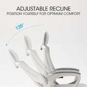 FORTIA Ergonomic Mesh Office Chair Computer Seat with Headrest Adjustable Recline, White/Grey V219-OFFOCRFOE1WA