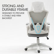 FORTIA Ergonomic Mesh Office Chair Computer Seat with Headrest Adjustable Recline, White/Grey V219-OFFOCRFOE1WA