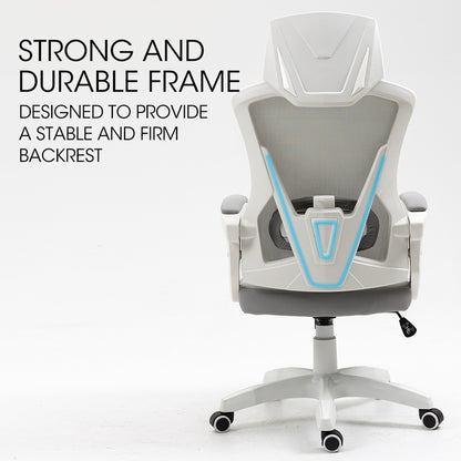 FORTIA Ergonomic Mesh Office Chair Computer Seat with Headrest Adjustable Recline, White/Grey V219-OFFOCRFOE1WA