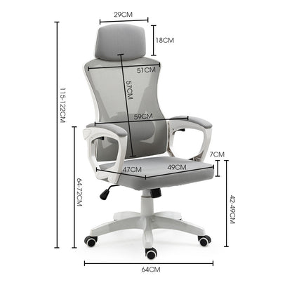 FORTIA Ergonomic Mesh Office Chair Computer Seat with Headrest Adjustable Recline, White/Grey V219-OFFOCRFOE1WA