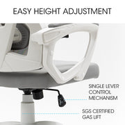 FORTIA Ergonomic Mesh Office Chair Computer Seat with Headrest Adjustable Recline, White/Grey V219-OFFOCRFOE1WA