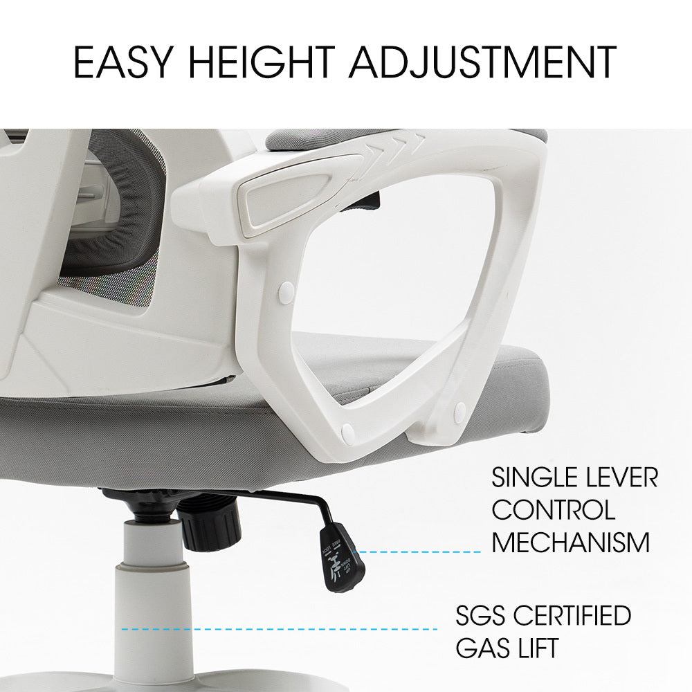 FORTIA Ergonomic Mesh Office Chair Computer Seat with Headrest Adjustable Recline, White/Grey V219-OFFOCRFOE1WA