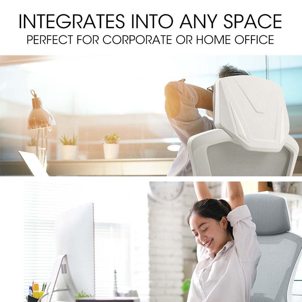 FORTIA Ergonomic Mesh Office Chair Computer Seat with Headrest Adjustable Recline, White/Grey V219-OFFOCRFOE1WA