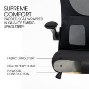 FORTIA Ergonomic Office Desk Chair, Lumbar Support, Mesh Fabric, Adjustable Headrest, Retractable Armrests, V219-OFFOCRFOE2HKA