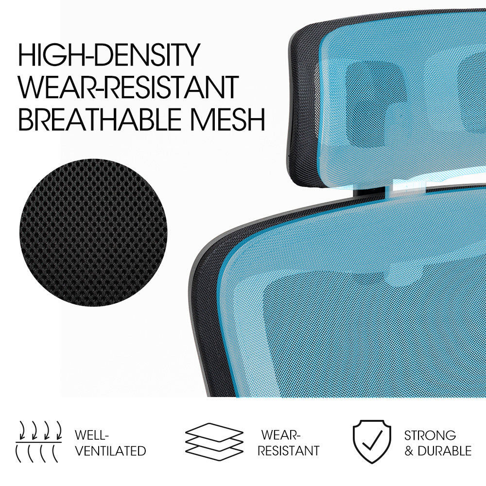 FORTIA Ergonomic Office Desk Chair, Lumbar Support, Mesh Fabric, Adjustable Headrest, Retractable Armrests, V219-OFFOCRFOE2HKA