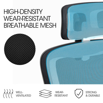 FORTIA Ergonomic Office Desk Chair, Lumbar Support, Mesh Fabric, Adjustable Headrest, Retractable Armrests, V219-OFFOCRFOE2HKA