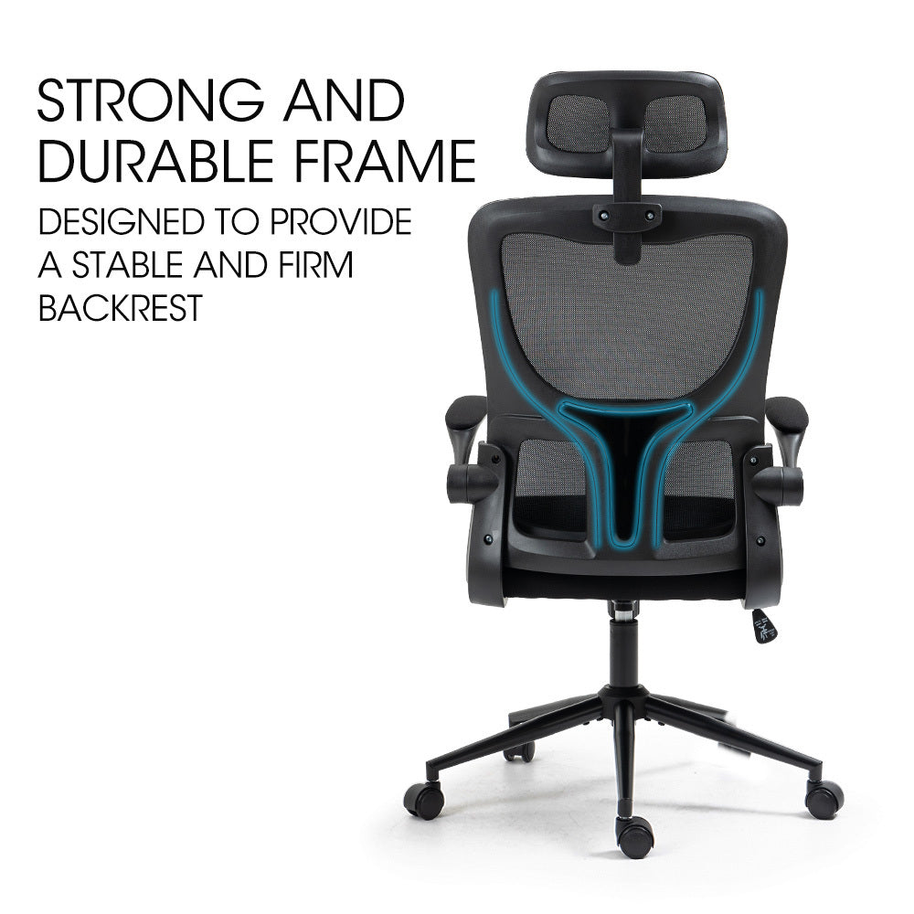 FORTIA Ergonomic Office Desk Chair, Lumbar Support, Mesh Fabric, Adjustable Headrest, Retractable Armrests, V219-OFFOCRFOE2HKA