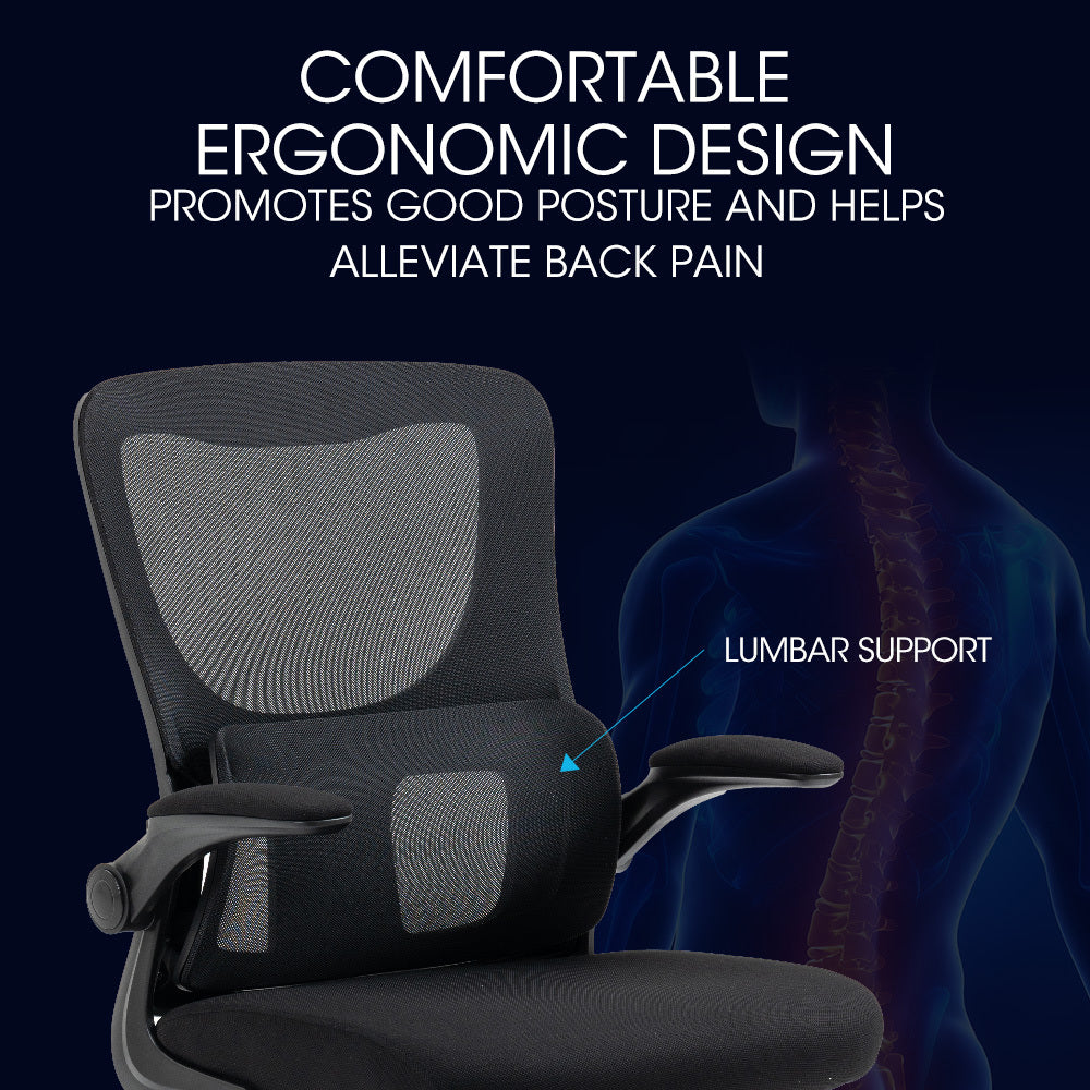 FORTIA Ergonomic Mesh Office Chair Computer Seat Adjustable Recline, Black V219-OFFOCRFOE2NKA