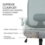 Fortia Ergonomic Office Desk Chair, Coolmesh Fabric, Adjustable Recline, Grey Mesh/White Frame V219-OFFOCRFOE5GA