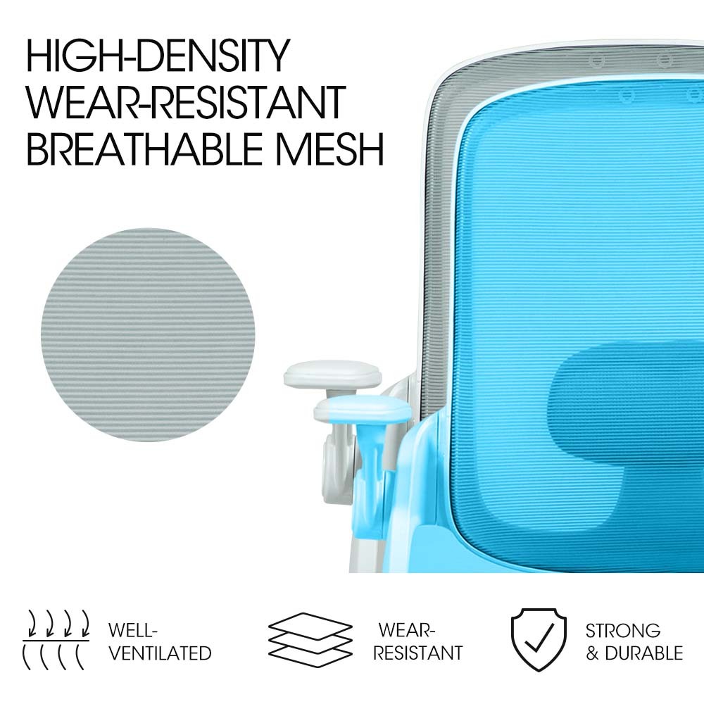 Fortia Ergonomic Office Desk Chair, Coolmesh Fabric, Adjustable Recline, Grey Mesh/White Frame V219-OFFOCRFOE5GA
