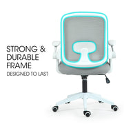 Fortia Ergonomic Office Desk Chair, Coolmesh Fabric, Adjustable Recline, Grey Mesh/White Frame V219-OFFOCRFOE5GA