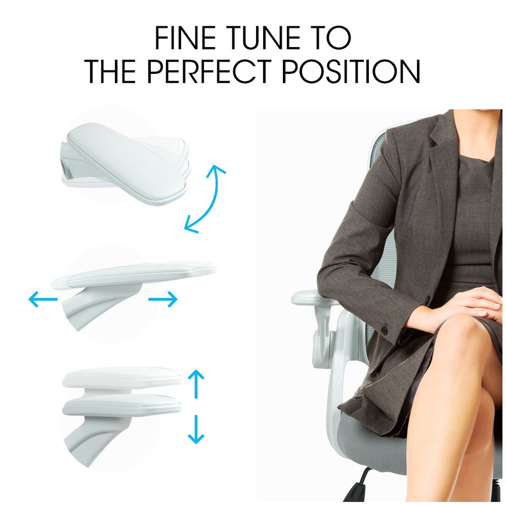 Fortia Ergonomic Office Desk Chair, Coolmesh Fabric, Adjustable Recline, Grey Mesh/White Frame V219-OFFOCRFOE5GA