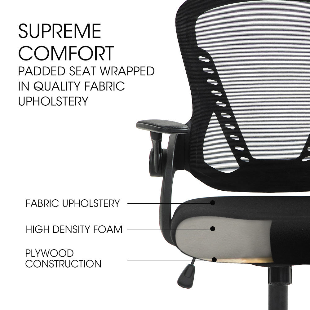 FORTIA Ergonomic Office Desk Chair, Coolmesh Fabric, Adjustable Recline, Black Mesh/Black Frame V219-OFFOCRFOE5KA
