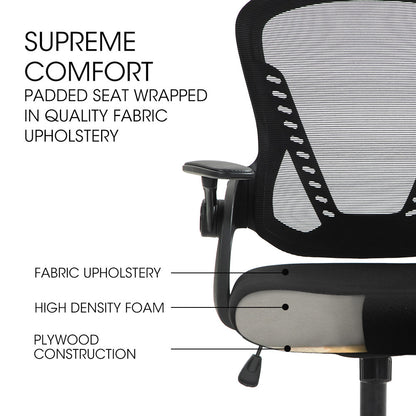 FORTIA Ergonomic Office Desk Chair, Coolmesh Fabric, Adjustable Recline, Black Mesh/Black Frame V219-OFFOCRFOE5KA