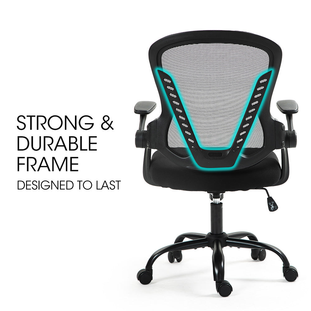 FORTIA Ergonomic Office Desk Chair, Coolmesh Fabric, Adjustable Recline, Black Mesh/Black Frame V219-OFFOCRFOE5KA