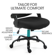 FORTIA Ergonomic Office Desk Chair, Coolmesh Fabric, Adjustable Recline, Black Mesh/Black Frame V219-OFFOCRFOE5KA