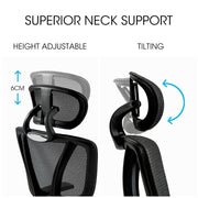 Fortia Ergonomic Office Desk Chair, Coolmesh Fabric, Adjustable Lumbar Support, Headrest, Armrest and V219-OFFOCRFOE6KA