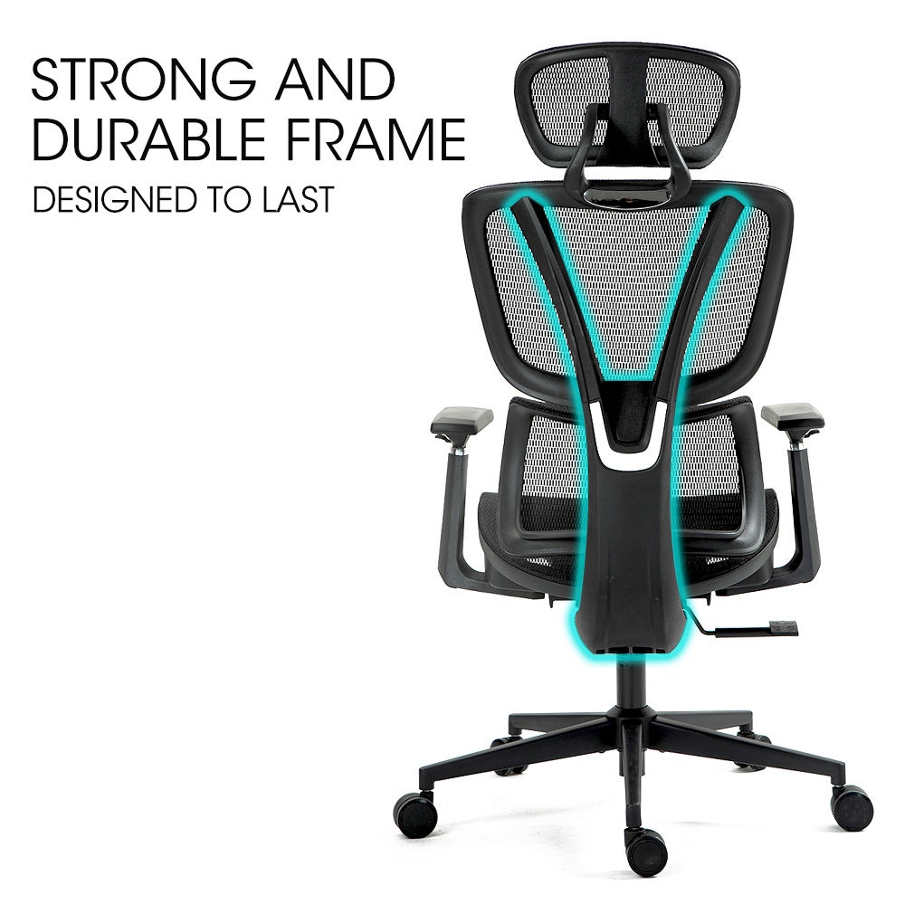 Fortia Ergonomic Office Desk Chair, Coolmesh Fabric, Adjustable Lumbar Support, Headrest, Armrest and V219-OFFOCRFOE6KA