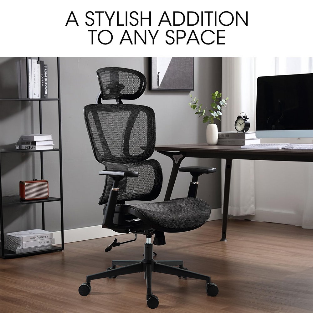 Fortia Ergonomic Office Desk Chair, Coolmesh Fabric, Adjustable Lumbar Support, Headrest, Armrest and V219-OFFOCRFOE6KA