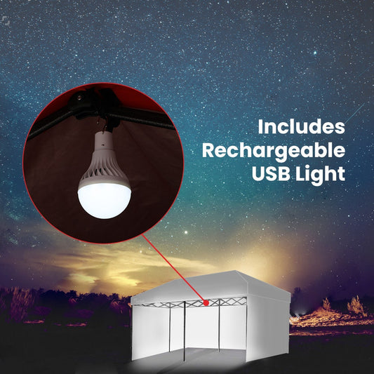 RED TRACK Accessory Pack for 6x3m White Gazebo, includes Walls, Wheeled Carry Bag, Rechargeable USB Lamp V219-OTDGPKACCA6WT