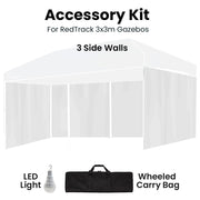 RED TRACK Accessory Pack for 6x3m White Gazebo, includes Walls, Wheeled Carry Bag, Rechargeable USB Lamp V219-OTDGPKACCA6WT