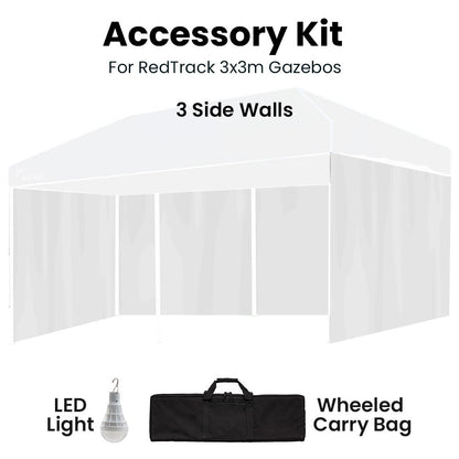 RED TRACK Accessory Pack for 6x3m White Gazebo, includes Walls, Wheeled Carry Bag, Rechargeable USB Lamp V219-OTDGPKACCA6WT