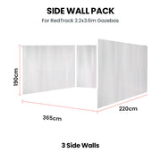 RED TRACK 3x Side Walls for 2.2x3.6m Gazebo, White V219-OTDGZAGK23WA