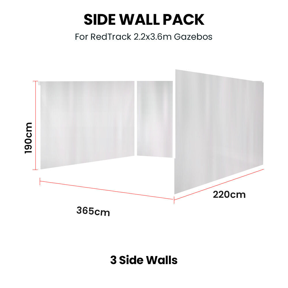 RED TRACK 3x Side Walls for 2.2x3.6m Gazebo, White V219-OTDGZAGK23WA