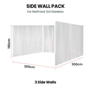 RED TRACK 3x Side Walls for 3x3m Gazebo, White V219-OTDGZAGK33WA