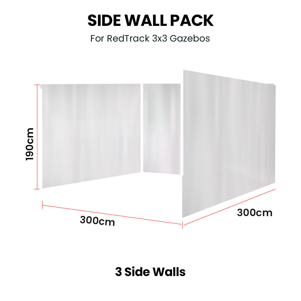 RED TRACK 3x Side Walls for 3x3m Gazebo, White V219-OTDGZAGK33WA