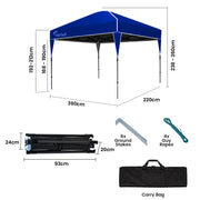 RED TRACK 3.6x2.2m Ultra Compact Folding Gazebo, Carry bag, Portable Outdoor Popup Marquee for Camping Beach, V219-OTDGZBRT23BA