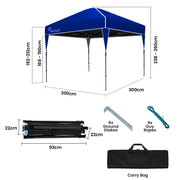 RED TRACK 3x3m Ultra Compact Folding Gazebo, Carry bag, Portable Outdoor Popup Marquee for Camping Beach, V219-OTDGZBRT33BA