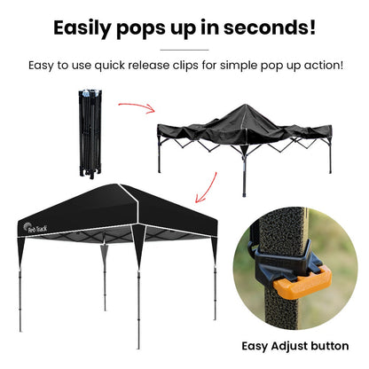 RED TRACK 3x3m Ultra Compact Folding Gazebo, Carry bag, Portable Outdoor Popup Marquee for Camping Beach, V219-OTDGZBRT33KA