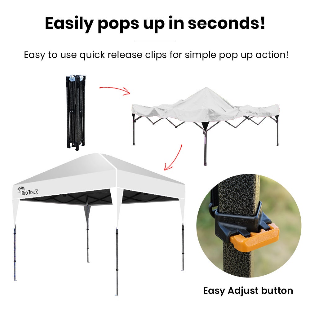 RED TRACK 3x3m Ultra Compact Folding Gazebo, Carry bag, Portable Outdoor Popup Marquee for Camping Beach, V219-OTDGZBRT33WA