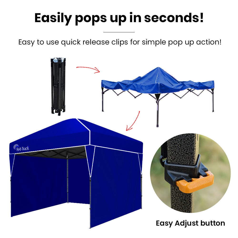 RED TRACK 3x3m Ultra Compact Folding Gazebo, Walls, Carry bag, Portable Outdoor Popup Marquee for Camping V219-OTDGZBRT3WBA