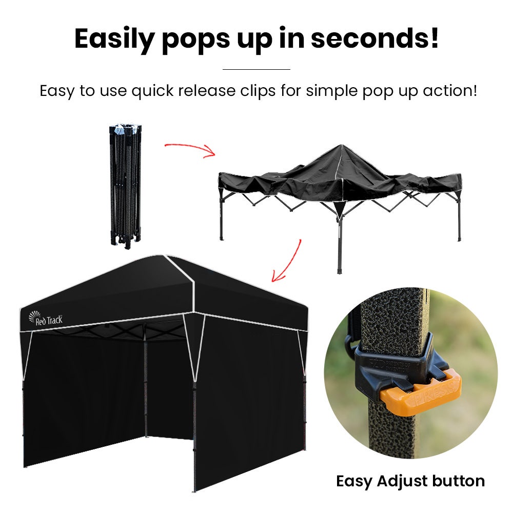 RED TRACK 3x3m Ultra Compact Folding Gazebo, Walls, Carry bag, Portable Outdoor Popup Marquee for Camping V219-OTDGZBRT3WKA