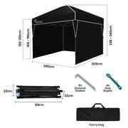 RED TRACK 3x3m Ultra Compact Folding Gazebo, Walls, Carry bag, Portable Outdoor Popup Marquee for Camping V219-OTDGZBRT3WKA