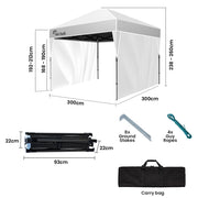 RED TRACK 3x3m Ultra Compact Folding Gazebo, Walls, Carry bag, Portable Outdoor Popup Marquee for Camping V219-OTDGZBRT3WWA