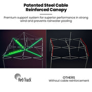 RED TRACK 3x3m Premium Pop Up Gazebo Marquee, Patented Steel Cable Canopy Support System, Wheeled Carry Bag, V219-OTDGZWRT33BB