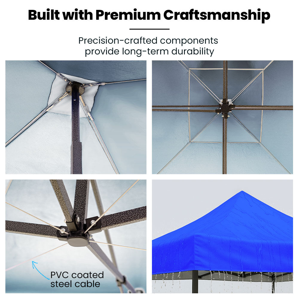 RED TRACK 3x3m Premium Pop Up Gazebo Marquee, Patented Steel Cable Canopy Support System, Wheeled Carry Bag, V219-OTDGZWRT33BB