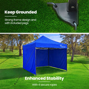 RED TRACK 3x3m Premium Pop Up Gazebo Marquee, Patented Steel Cable Canopy Support System, Wheeled Carry Bag, V219-OTDGZWRT33BB