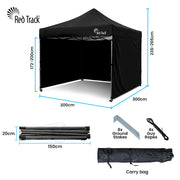 RED TRACK 3x3m Premium Pop Up Gazebo Marquee, Patented Steel Cable Canopy Support System, Wheeled Carry Bag, V219-OTDGZWRT33KB