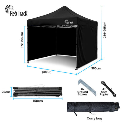 RED TRACK 3x3m Premium Pop Up Gazebo Marquee, Patented Steel Cable Canopy Support System, Wheeled Carry Bag, V219-OTDGZWRT33KB