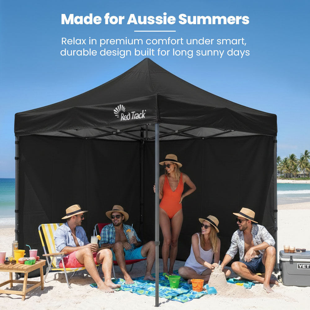 RED TRACK 3x3m Premium Pop Up Gazebo Marquee, Patented Steel Cable Canopy Support System, Wheeled Carry Bag, V219-OTDGZWRT33KB