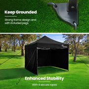 RED TRACK 3x3m Premium Pop Up Gazebo Marquee, Patented Steel Cable Canopy Support System, Wheeled Carry Bag, V219-OTDGZWRT33KB