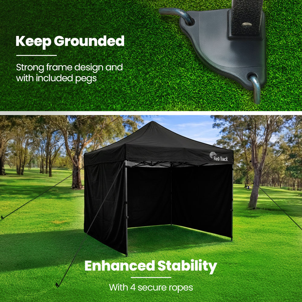 RED TRACK 3x3m Premium Pop Up Gazebo Marquee, Patented Steel Cable Canopy Support System, Wheeled Carry Bag, V219-OTDGZWRT33KB