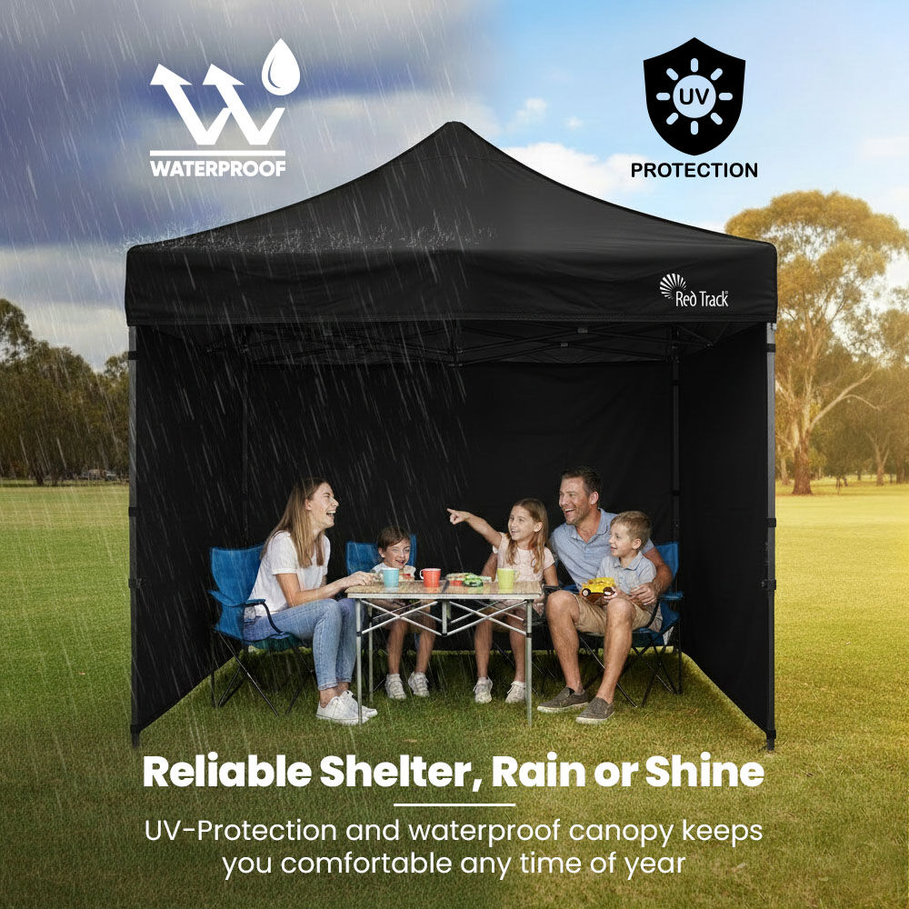 RED TRACK 3x3m Premium Pop Up Gazebo Marquee, Patented Steel Cable Canopy Support System, Wheeled Carry Bag, V219-OTDGZWRT33KB