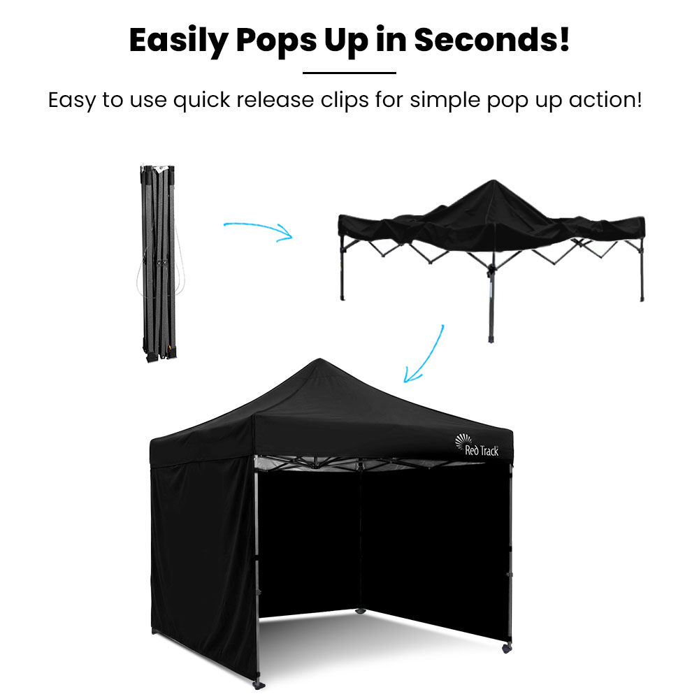 RED TRACK 3x3m Premium Pop Up Gazebo Marquee, Patented Steel Cable Canopy Support System, Wheeled Carry Bag, V219-OTDGZWRT33KB