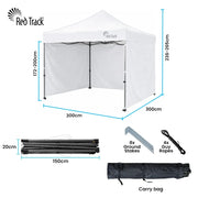 RED TRACK 3x3m Premium Pop Up Gazebo Marquee, Patented Steel Cable Canopy Support System, Wheeled Carry Bag, V219-OTDGZWRT33WB
