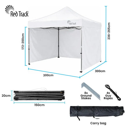 RED TRACK 3x3m Premium Pop Up Gazebo Marquee, Patented Steel Cable Canopy Support System, Wheeled Carry Bag, V219-OTDGZWRT33WB